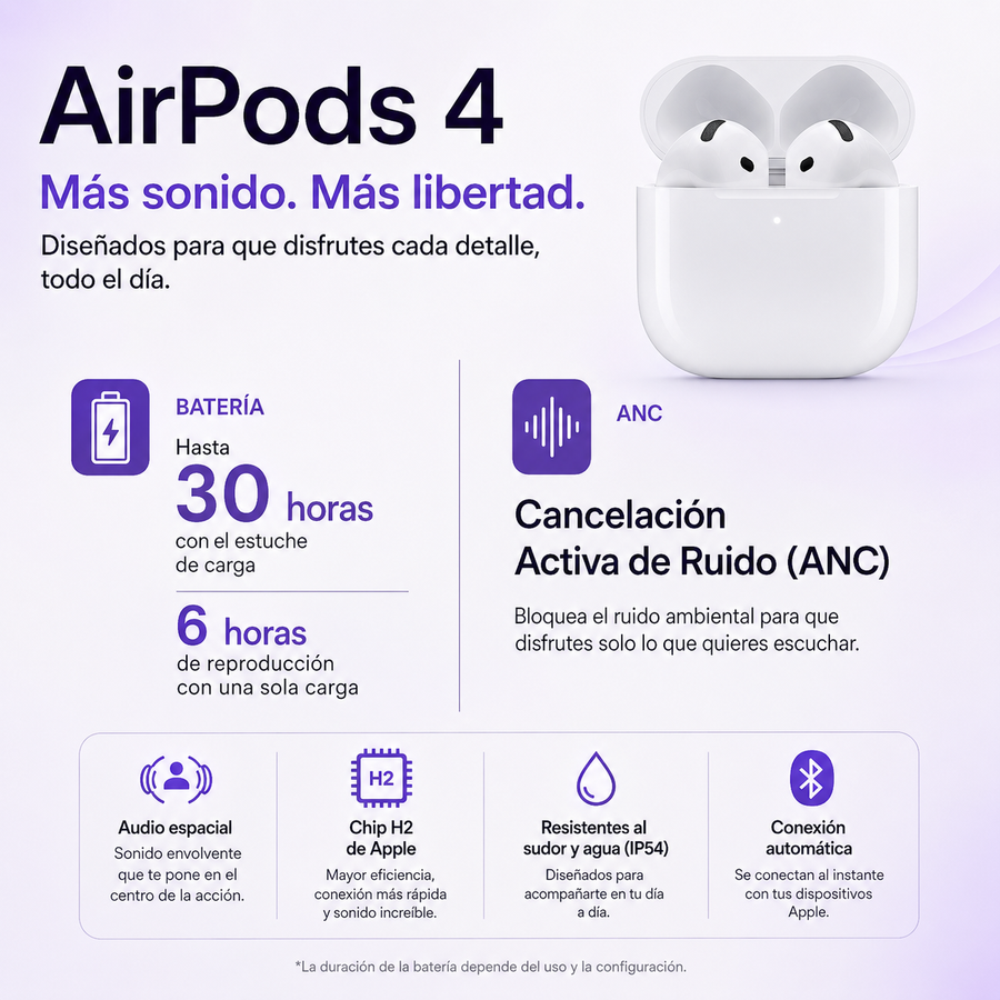 AirPods 4 con Cancelación Activa de Ruido